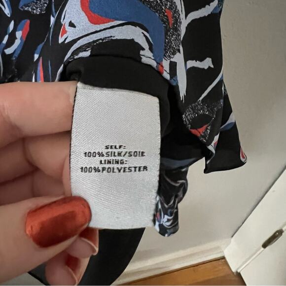 Tanya Taylor Oral Blue Floral Silk One Shoulder Blouse - Picture 6 of 7